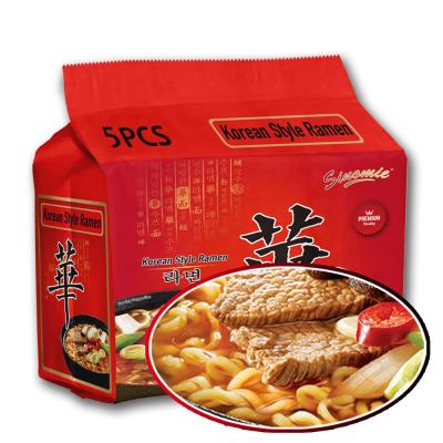 China Promotional High Demand Baking Halal Ramen Noodles Coreano 5PCS Beef Ramen Sopa Korean Ramyun Noodles China Conveni Low-sodium for sale