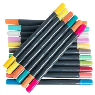 China Custom Colored Marker Pen Pen Markers Dual Tips School Teaching+Office+Home Dual Tip Brush Marker Pens Brush Art for sale