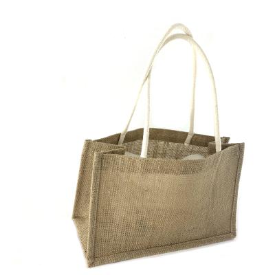 China Fashion Natural Design Supplier Sack Burlap Heavy Beach Handled Tote Bag for sale