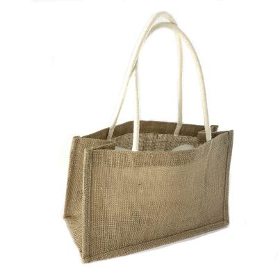 China 2021 Factory Supply Waterproof Burlap Eco Handled Reusable Shopping Tote Hessian Jute Shopping Bag for sale