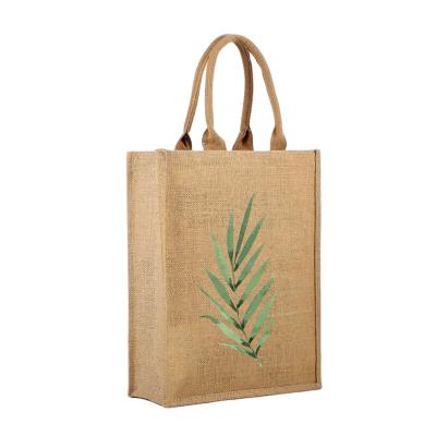 China Custom Jute Handled Logo Printed Shopping Bag High Quality Tote Bag for sale