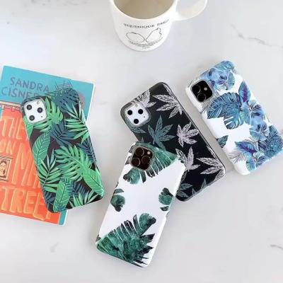 China Shockproof sublimation shockproof summer leaves sublimation phone case for iphone 11 pro 6 7 8plus max 12 mini, leaf for iphone case for sale