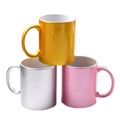 China Wholesale Sublimation Mug 11oz CLASSIC Pink Pearl Luster Ceramic Mug For Sublimation With Orca Coating for sale