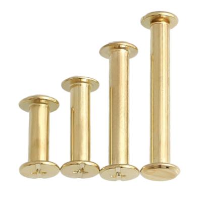 China Chicago Steel Gold Steel Fastener Screws Pound Binding Post Screw Male Female Binding Machine Screw For Belt for sale