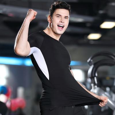 China Anti-Wrinkle Mens Sportswear Short Sleeve T-Shirts Custom Logo Fitness Running Workout Roun Neck Wear Compression Top Quick Dry Top for sale