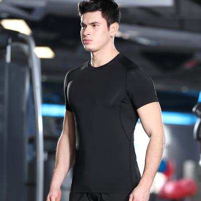 China Anti-Wrinkle Mens T-shirt Men's Tee Tops Wholesale Custom Short Sleeve Muscle Bodybuilding Running Men's Muscle Fitness Gym Breathable T-shirt for sale