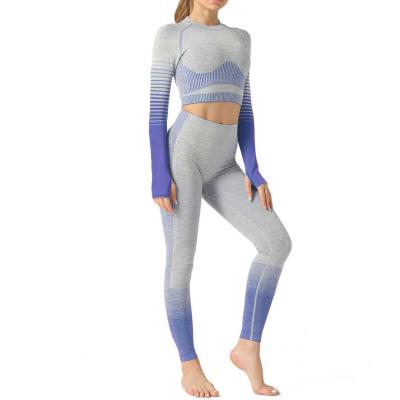 China 2021 Best Selling High Quality Breathable Yoga 2 Piece Fashionable Custom Sweatshirt Amazon Fitness Sets Sport Wear for sale