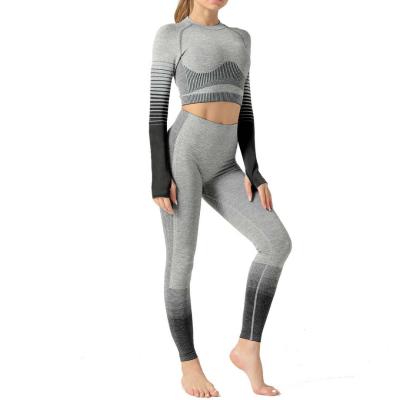 China OEM Breathable Custom Women Sports Fitness Yoga Wear Gym Seamless Quick Dry Yoga Set 2 Piece Outfits Jogging Suit for sale