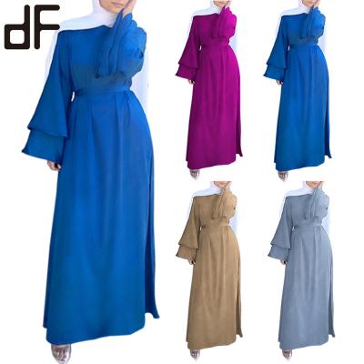 China 2021 Islamic abaya dress arrivals dubai abaya polyester muslim women clothing muslim abaya dress with flare sleeves muslim abaya dresses for sale