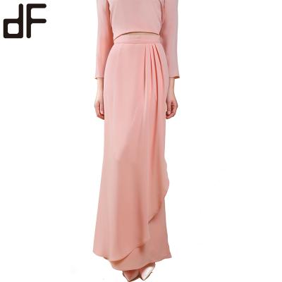 China OEM Clothing Anti-Static Skirt Pleated Muslim Skirt Mini Kurung Ethnic Long Skirts Maxi Peach Como Crepe Islamic for sale