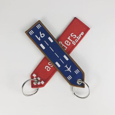 China Wholesale Cheap Luxury Customized Fabric Patch Label Embroidery Custom Woven Key Chain Woven Key Chain for sale