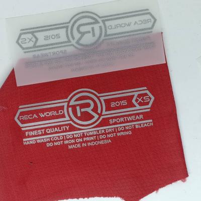 China Sustainable Printing Heat Transfer Labels For Clothing Wash Care Label Tagless Heat Press Transfers Iron On T Shirt Labels for sale