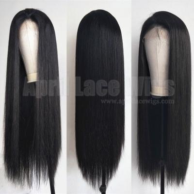 China 130% 150% 180% HD Density HD Lace Hair Soft Thick Straight Full Shedding Wigs For Black Women Wholesale Transparent Lace Front Wig Brazilian Virgin Hair for sale