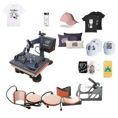 China Hotels 5 in 1 Multifunctional Heat Press Machine T-shirt Sublimation Machine Heat Press Machine for Mug/Hat/T-shirt/Slate Rock/MDF for sale