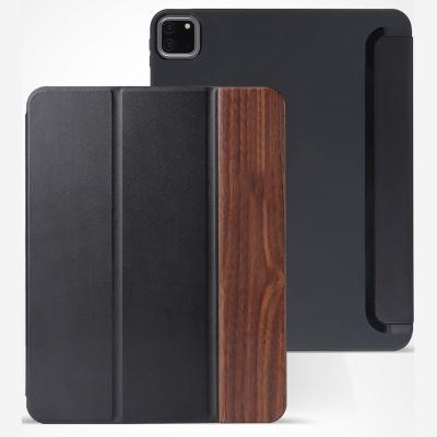 China Smart Cover Shockproof Tablet Case Manufacturer TPU Case Tablet Leather Case Custom Slim Design Protective Wooden Case iPad Pro 12.9 5th Inch for sale