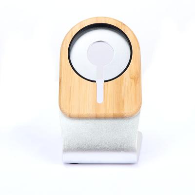 China PORTABLE Custom Gift for Gift Tarzan Desktop Cell Phone Holder Natural Wood Bamboo Aluminum Stand for Apple MagSafe Iphone 12 Charger for sale