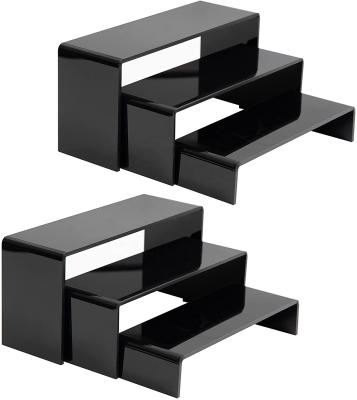 Cina 2 Livello 3 Livello Nero Monitor Acrilico Riser Cupcake Dessert Display Rack Supporto in vendita