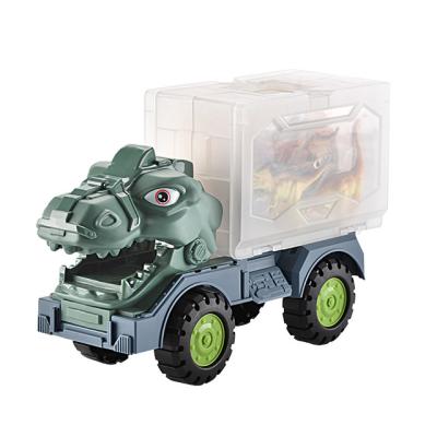 China Educational Kid Toys Amazon Hot Selling Sliding Dinosaur Car OEM Item Car Transporter Engineering Storage Vehicle Truck Toys For Children Playing Game for sale