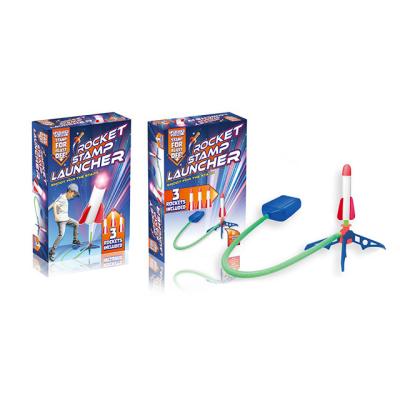 China Outdoor Cool Pump Rocket With Lights Air Pressed EVA Foam Game Playing Educational Toy For Kids Outdoor Playground Children's Foot Catapult for sale