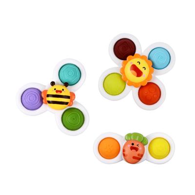 China 3Pcs Mini Suction Cup Spinner Toys For Baby Toddlers Early Educational Toys Spinning Finger Sensory Upper Spinners For Bath for sale