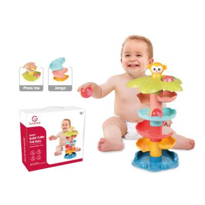 China Improve Child's Ability Baby Manual Slide Around Rotating Plastic Bestsellers Brain Educational Toys Friendly Case Amazon Roll Ball Tower Game For Kids for sale