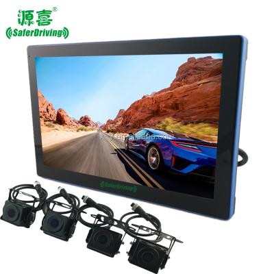 China Waterproof 10 Inch Blind Spot Touch Display Quad AI Reversing Monitor and 4 Camera AHD Car Security System for sale