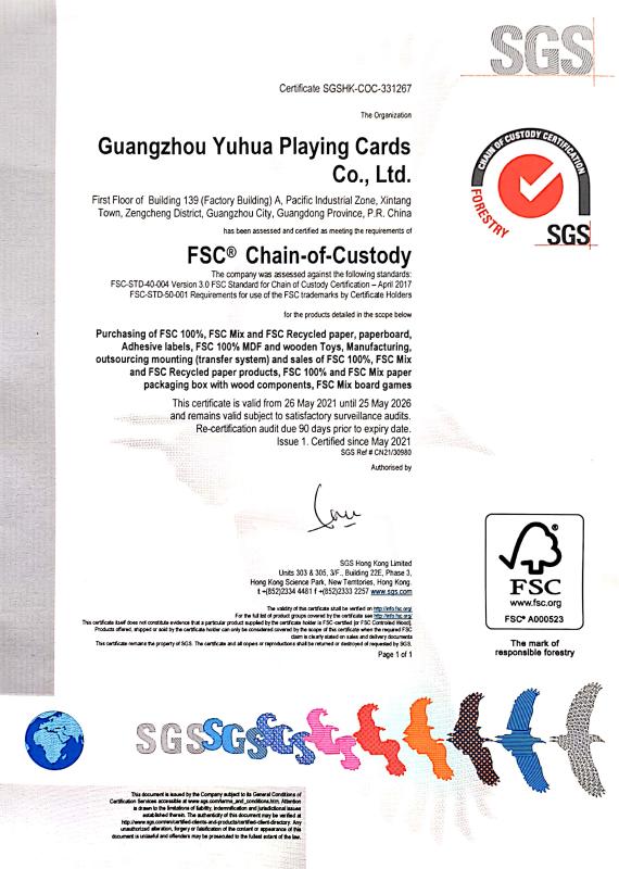 FSC - Guangzhou Yuhua Playing Cards Co., Ltd.