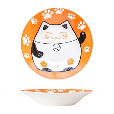 China Durable Round Exquisite Ceramic Dish Tableware Ceramic Mouth Dish Household for sale