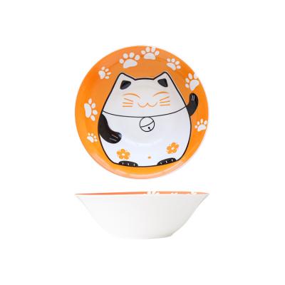 China Lovely Cartoon Style Tableware Viable Round Ceramic Bowl Salad Bowl for sale