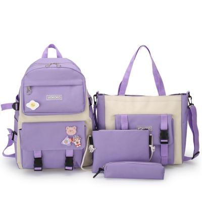 China New Arrival Waterproof Fashion Wholesale Outdoor Daily 4 In 1 Female Girls Teenager Students Bagpack School Bag Set for sale