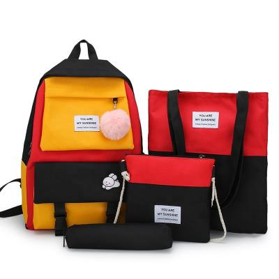 China 1pc low moq 1pc waterproof hot selling lightweight teenagers students shoulder book bagpacks for girls 4in1 set school bags for sale