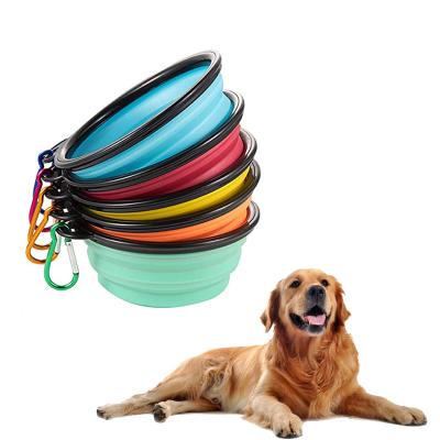 China Wholesale Adjustable Folding Round Viable Carry Feeder Easy Non Toxic And Silicone Dog Food Drinking Feeding Bowl for sale