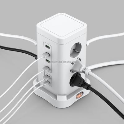 China 2022 German Type Extension Socket With 9 Outlets And 6 USB Power Strip Tower Amazon Socket New NP709 for sale