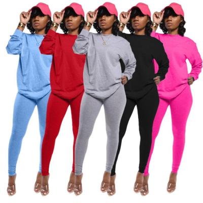 China Wholesale Casual Sports Women's Plus Size Solid Color Fitness Two Piece Set for sale