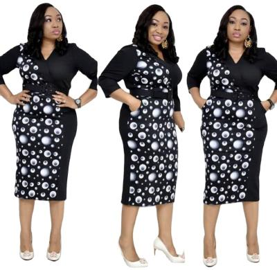 China 2021new Plus Size Women Leopard Print Plus Size Casual V-Neck Dress Elegant Dress for sale