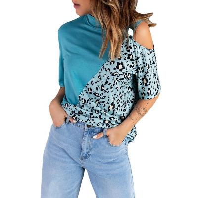 China 2022 New Summer Viable Loose Crew Neck Women's Leopard Printing Casual Short Sleeve Top T-shirt for sale