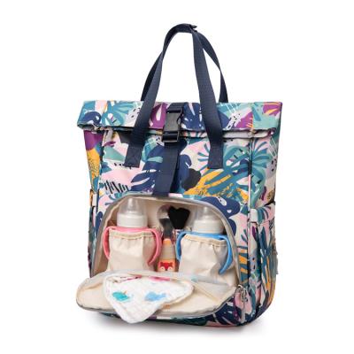 China Wholesale High Quality Backpack Travel Mom Diaper Bag Floral Printed Waterproof Nylon Backpack Large for sale