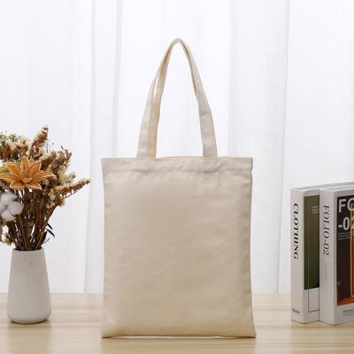 China Custom Printed Plain White Handled 280gsm Recycled Cotton Canvas Flat Shopping Bag for sale