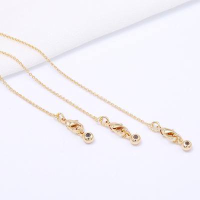 China TRENDY Real 14k Gold Necklace Adjustable Chain Necklace With Spring Ring Mens Womens Chains Necklace Jewelry for sale