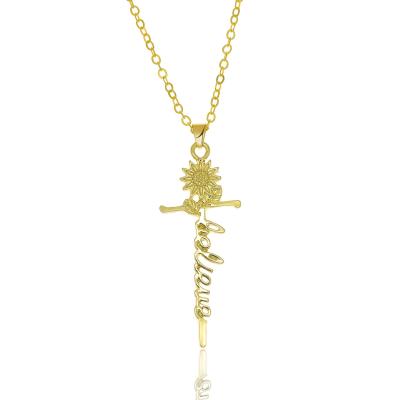 China FASHIONABLE Cross Necklace Hope Believe Religious Pendant Necklace Jewelry Gold Cross Necklace For Women for sale