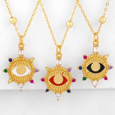 China FASHIONABLE Red Devil's Eye Necklace Necklace Net Temperament Around Diamond Pendant Necklace for sale