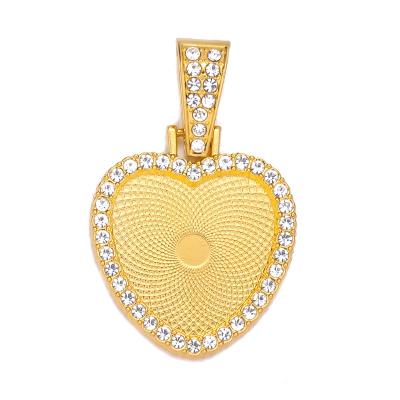 China Fashion 25mm TRENDY heart rhinestone bezel sublimation necklace crystal pendant for jewelry making for sale