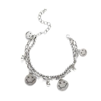 China Chain Bracelet Cute Smiley Face Double-Layer Hip-Hop Pendant Bracelets For Women Jewelry for sale