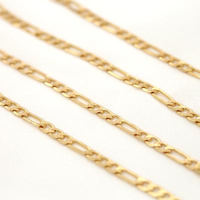 China Daily Life Link Chain 14k Brass Real Gold Plated Figaro Chain For Necklace Bracelet Jewelry Making for sale