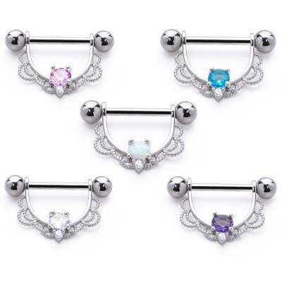 China Cute Clear Body Nipple Piercing Jewelry 14G Titanium Stainless Steel CZ Ring Barbell Rings Bars Retainer for sale