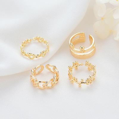 China TRENDY 14K Gold Plated Tasty Flower Hollow Rings Adjustable Rings For Women Girls for sale