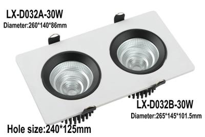 China Two Head Dimmable LED Downlight 2*15W COB LED Ceiling Light High Efficiency for sale