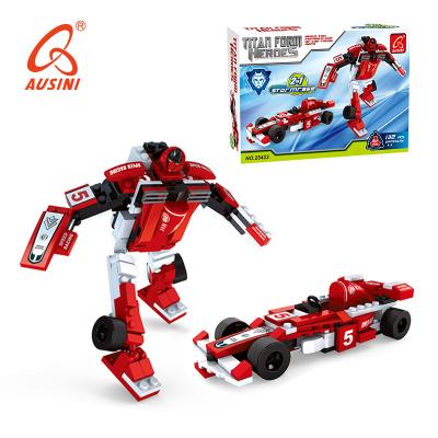 China 2021 AUSINI new arrival OEM mini ABS diy child robot hero building material eco-friendly plastic kids building brick block toy for sale