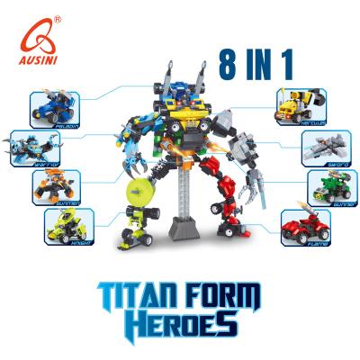 China AUSINI Bricks Toys DIY Plastic Robot Cheap Educational Hero Eco-friendly Assembling Building Block For Kids for sale