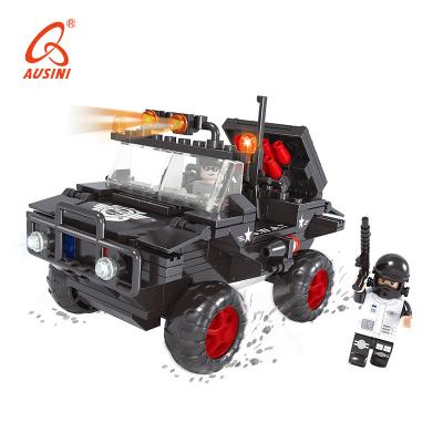 China 2021 New Arrival AUSINI Eco-friendly DIY ABS Plastic Bricks Toys Assembling Blow Police Toy Building Block For Kids for sale